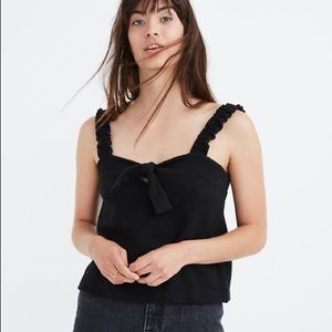 NWT MADEWELL Black Minimalist Texture & Thread Black Front Textured Tie Top Med